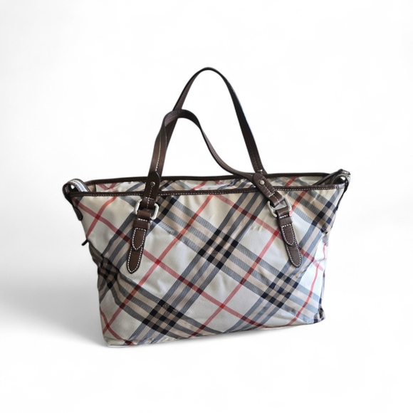 Burberry Checkered Tote in Black and Cream - Picture 2 of 13